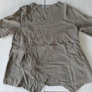 Misslook Top Gray Short Sleeve Size 2XL Plus Cotton Polyester